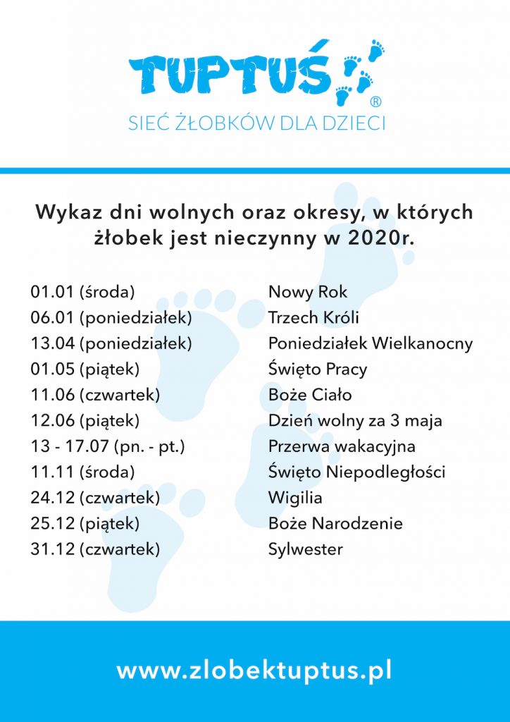 wykaz dni wolnych 2020
